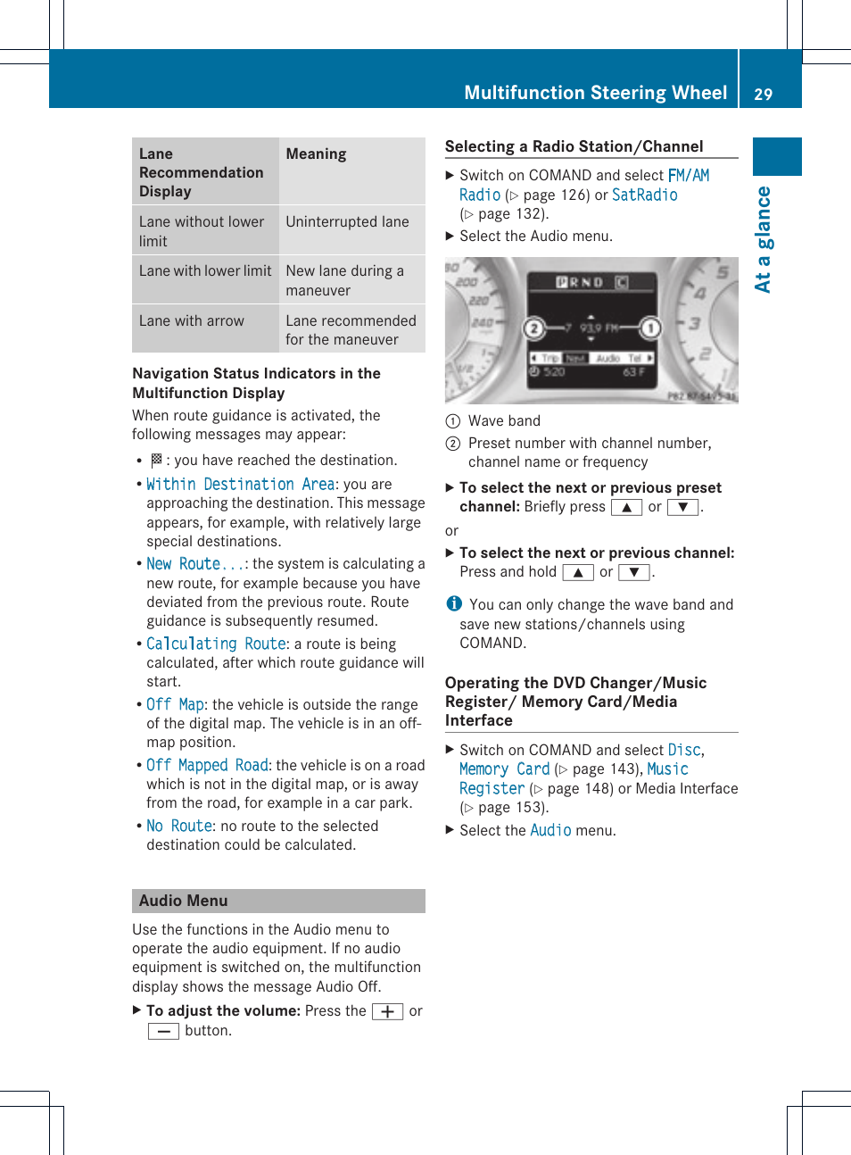 At a glance, Multifunction steering wheel | Mercedes-Benz SLS-Class 2015 COMAND Manual User Manual | Page 31 / 202