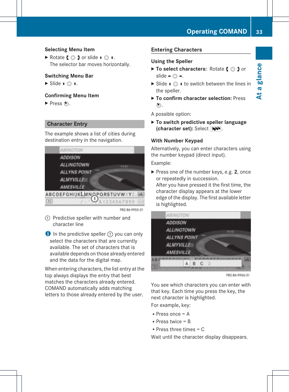 At a glance, Operating comand | Mercedes-Benz SLS-Class 2015 COMAND Manual User Manual | Page 35 / 202