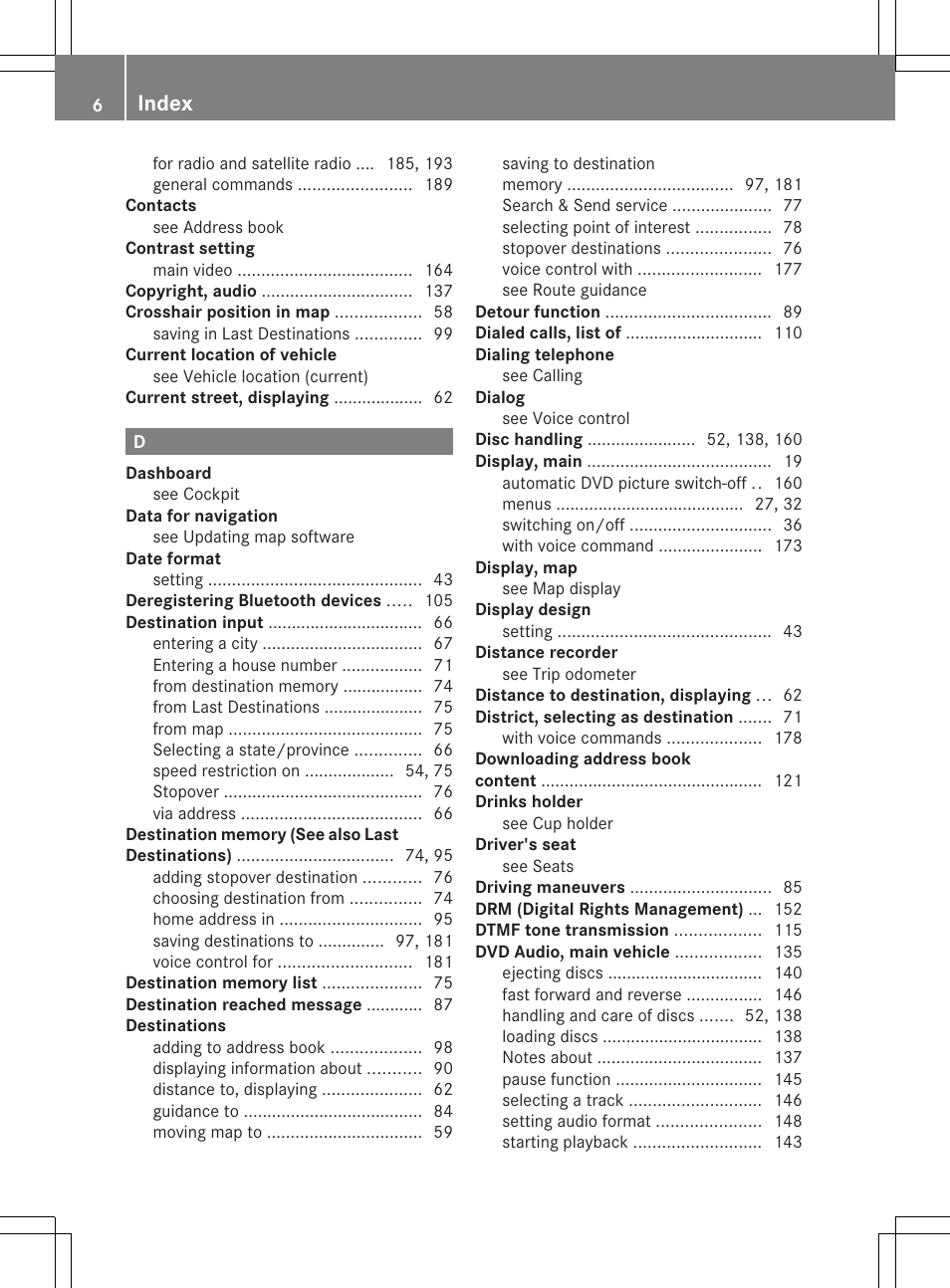 Index | Mercedes-Benz SLS-Class 2015 COMAND Manual User Manual | Page 8 / 202