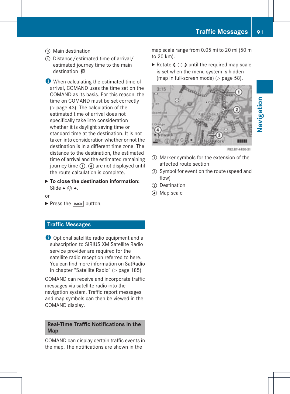 Na vigation, Traffic messages | Mercedes-Benz SLS-Class 2015 COMAND Manual User Manual | Page 93 / 202