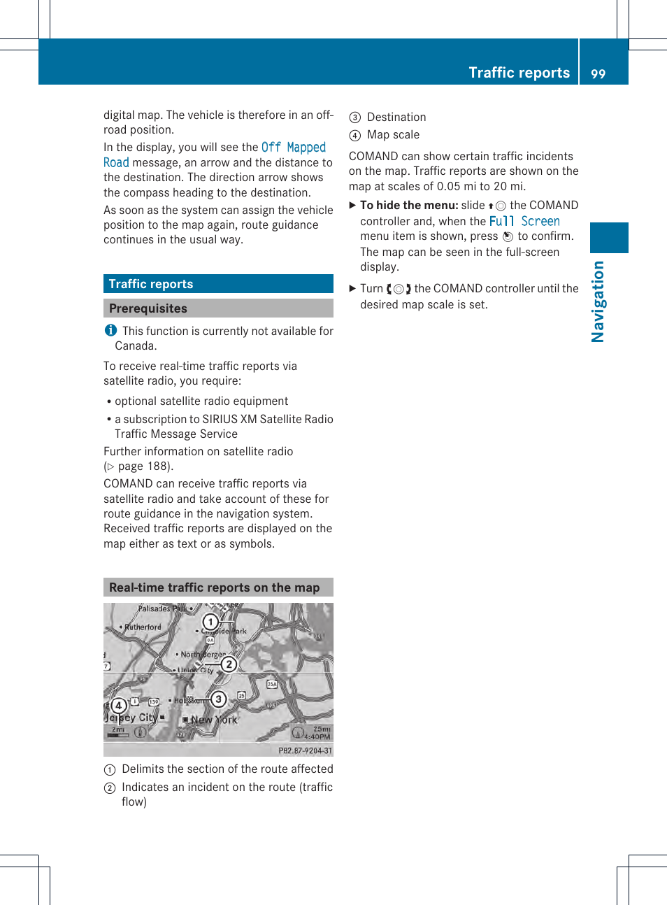 Navigation, Traffic reports | Mercedes-Benz CL-Class 2014 COMAND Manual User Manual | Page 101 / 274