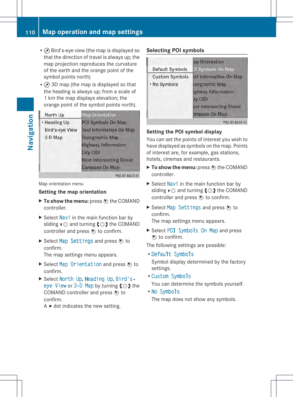 Navigation, Map operation and map settings | Mercedes-Benz CL-Class 2014 COMAND Manual User Manual | Page 112 / 274