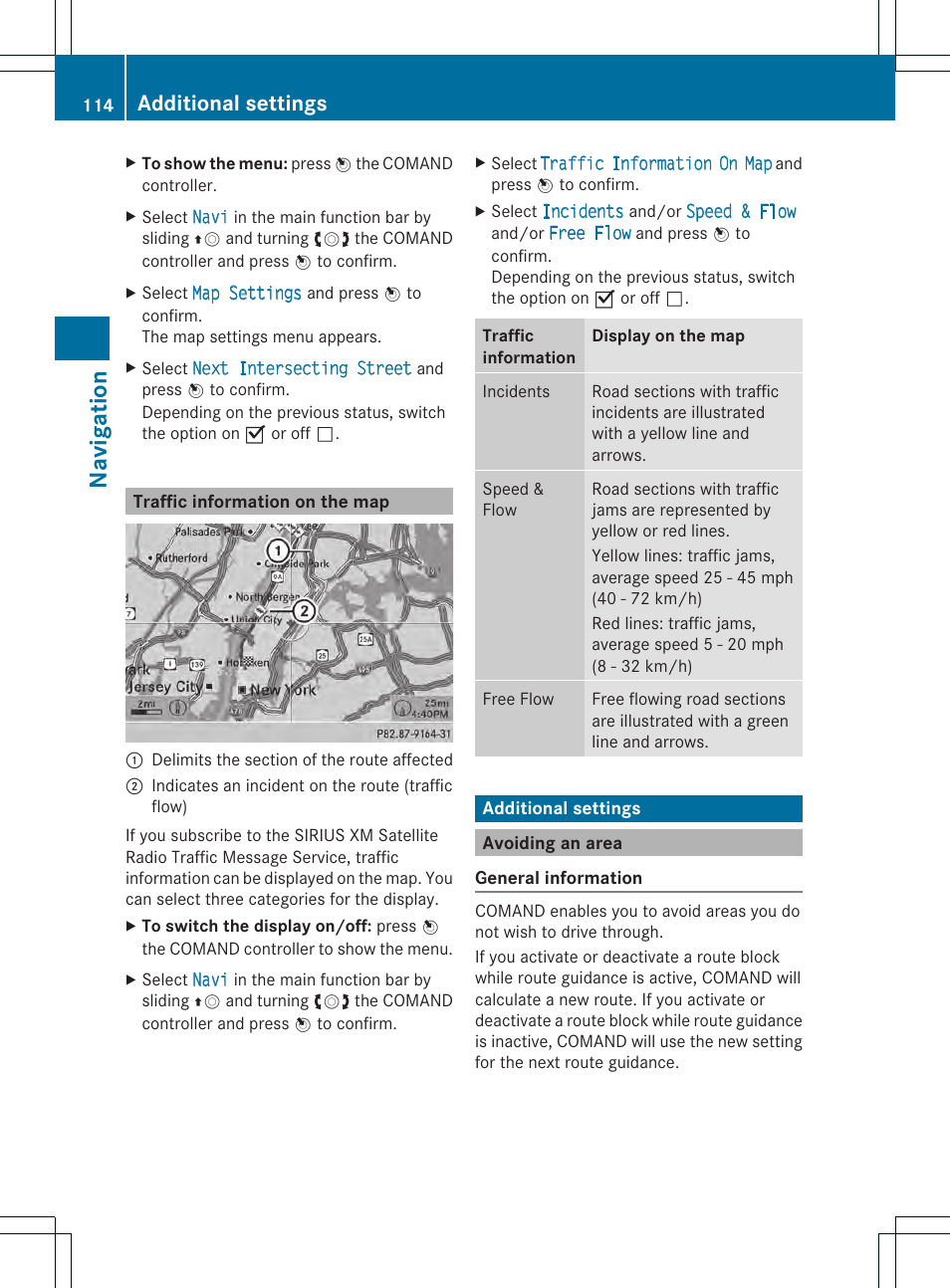 Navigat ion, Additional settings | Mercedes-Benz CL-Class 2014 COMAND Manual User Manual | Page 116 / 274