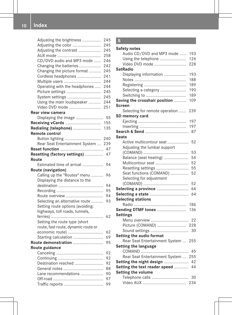 Index | Mercedes-Benz CL-Class 2014 COMAND Manual User Manual | Page 12 / 274