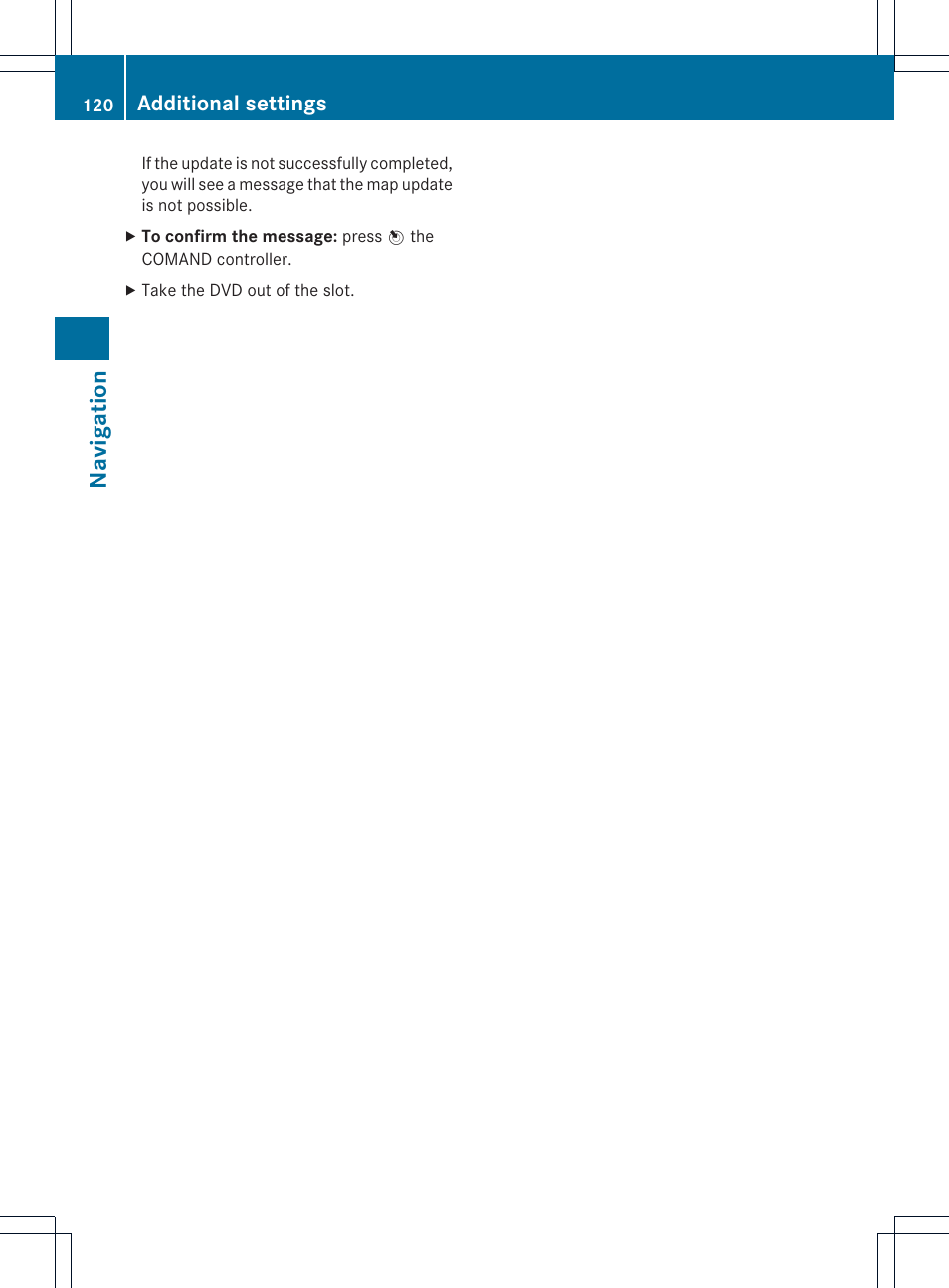 Navigation, Additional settings | Mercedes-Benz CL-Class 2014 COMAND Manual User Manual | Page 122 / 274