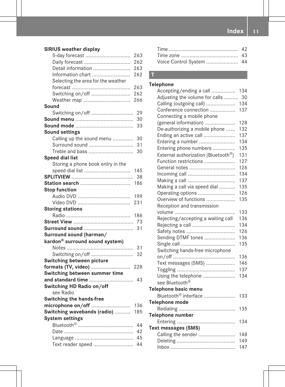 Index | Mercedes-Benz CL-Class 2014 COMAND Manual User Manual | Page 13 / 274