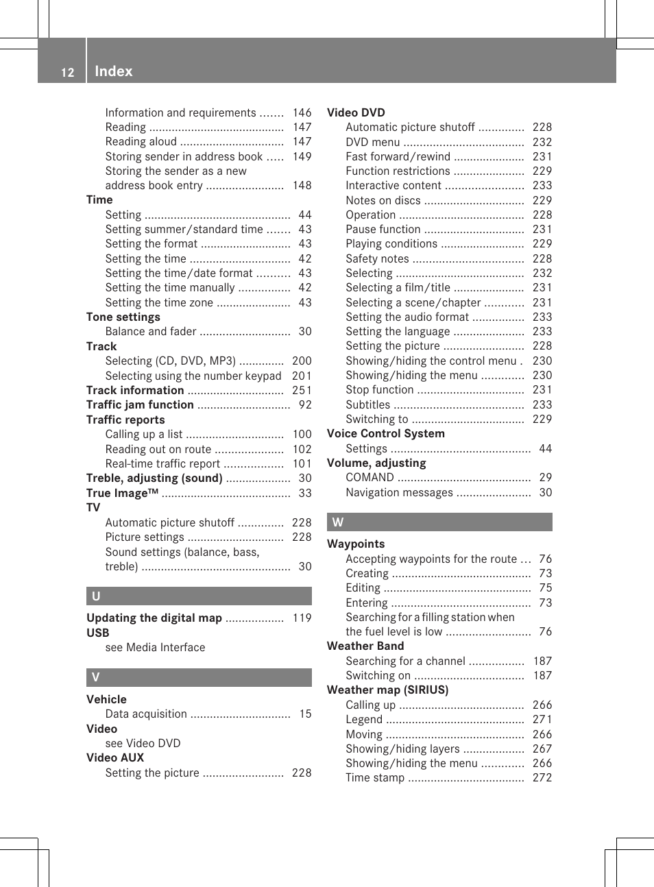 Index | Mercedes-Benz CL-Class 2014 COMAND Manual User Manual | Page 14 / 274