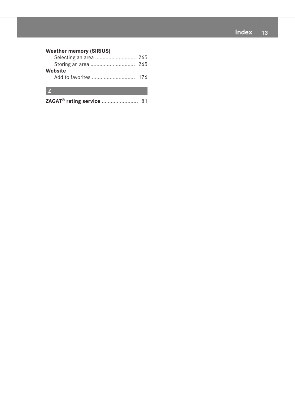 Index | Mercedes-Benz CL-Class 2014 COMAND Manual User Manual | Page 15 / 274
