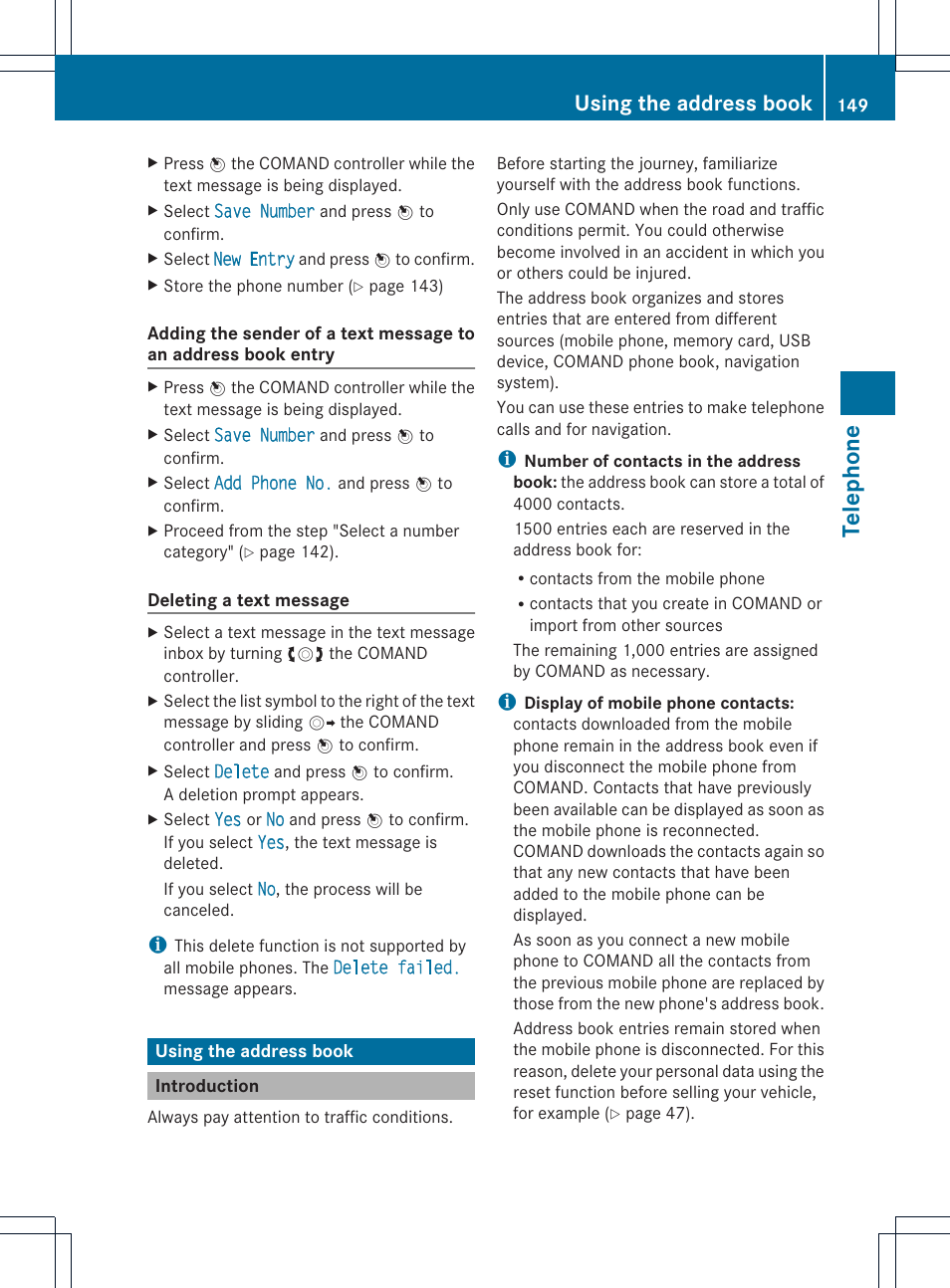 Telephone, Using the address book | Mercedes-Benz CL-Class 2014 COMAND Manual User Manual | Page 151 / 274