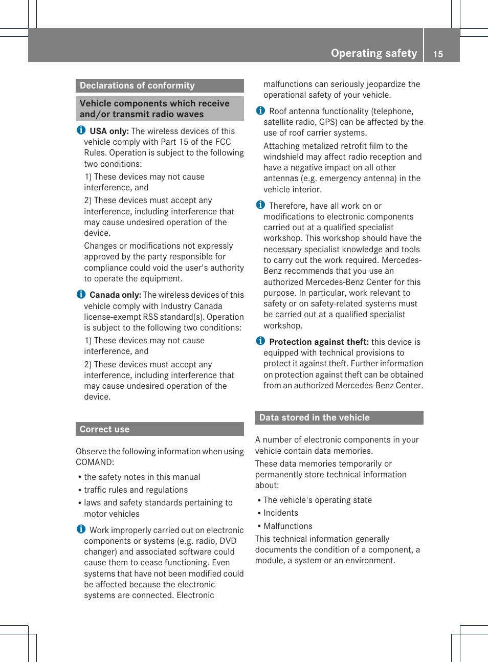 Operating safety | Mercedes-Benz CL-Class 2014 COMAND Manual User Manual | Page 17 / 274