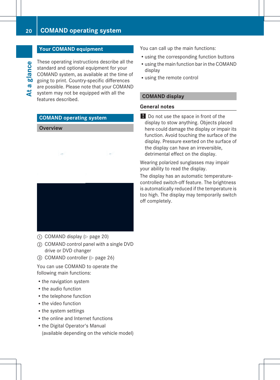 At a glance, Comand operating system | Mercedes-Benz CL-Class 2014 COMAND Manual User Manual | Page 22 / 274