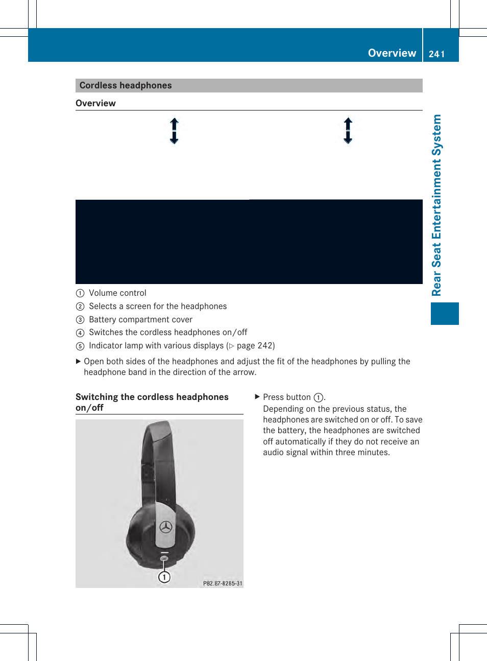 Rear seat entertainment system, Overview | Mercedes-Benz CL-Class 2014 COMAND Manual User Manual | Page 243 / 274
