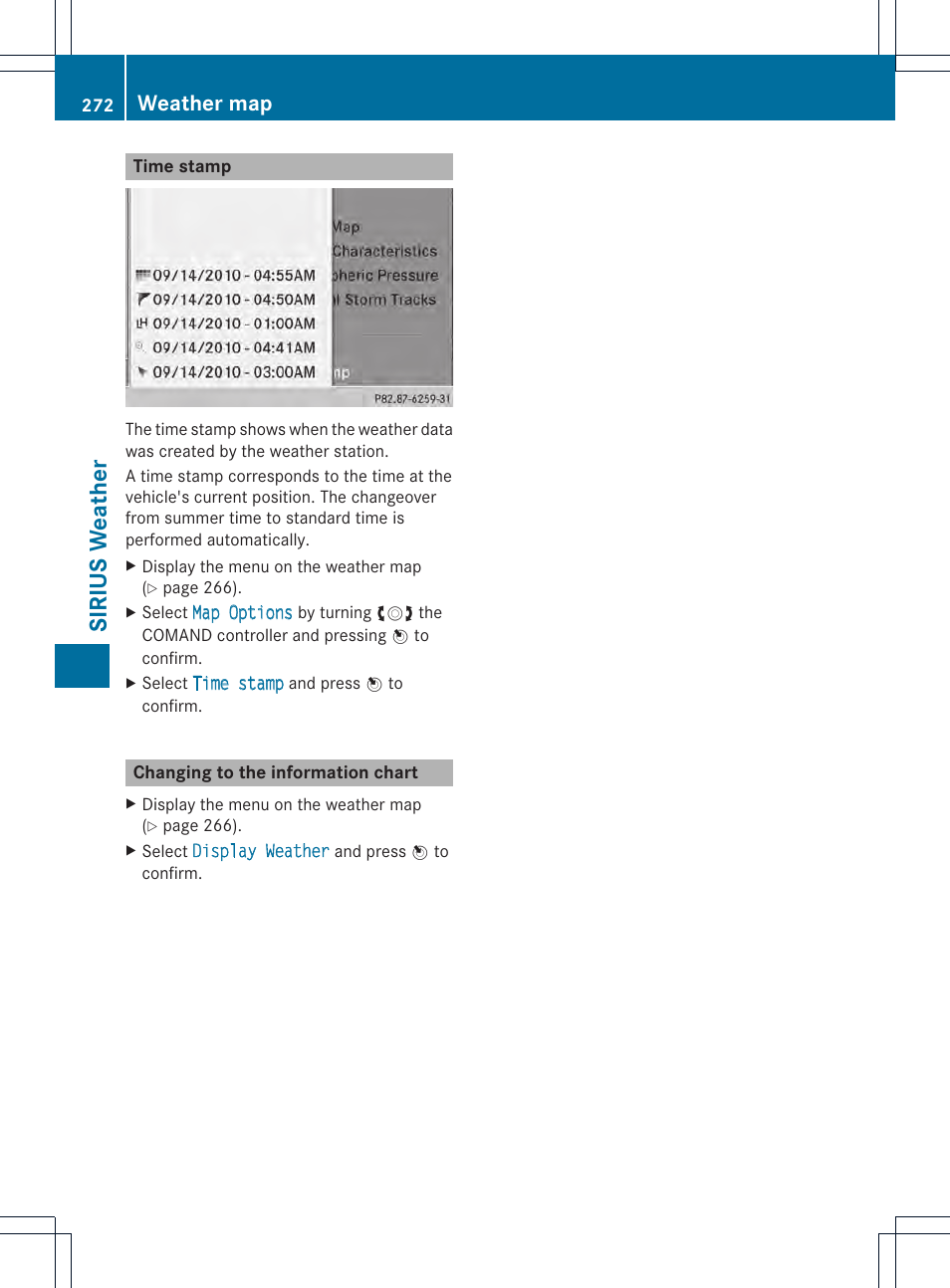 Si riu s we athe r, Weather map | Mercedes-Benz CL-Class 2014 COMAND Manual User Manual | Page 274 / 274