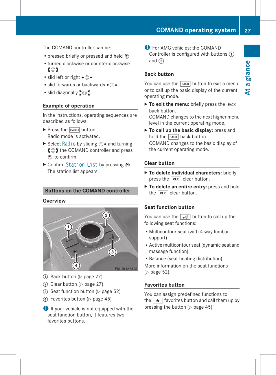 At a glance, Comand operating system | Mercedes-Benz CL-Class 2014 COMAND Manual User Manual | Page 29 / 274