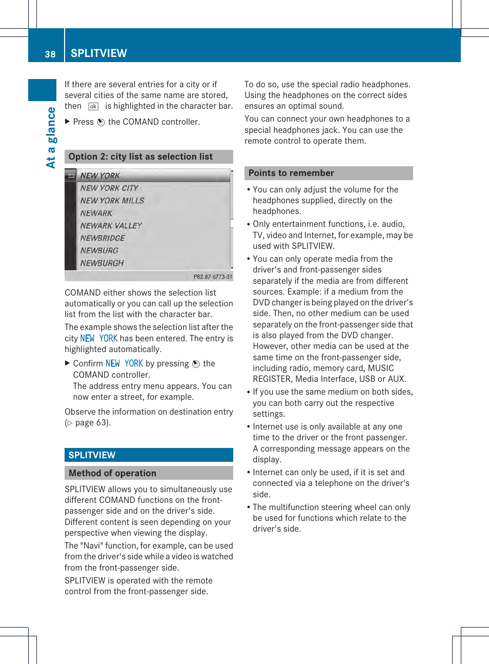 At a glance, Splitview | Mercedes-Benz CL-Class 2014 COMAND Manual User Manual | Page 40 / 274