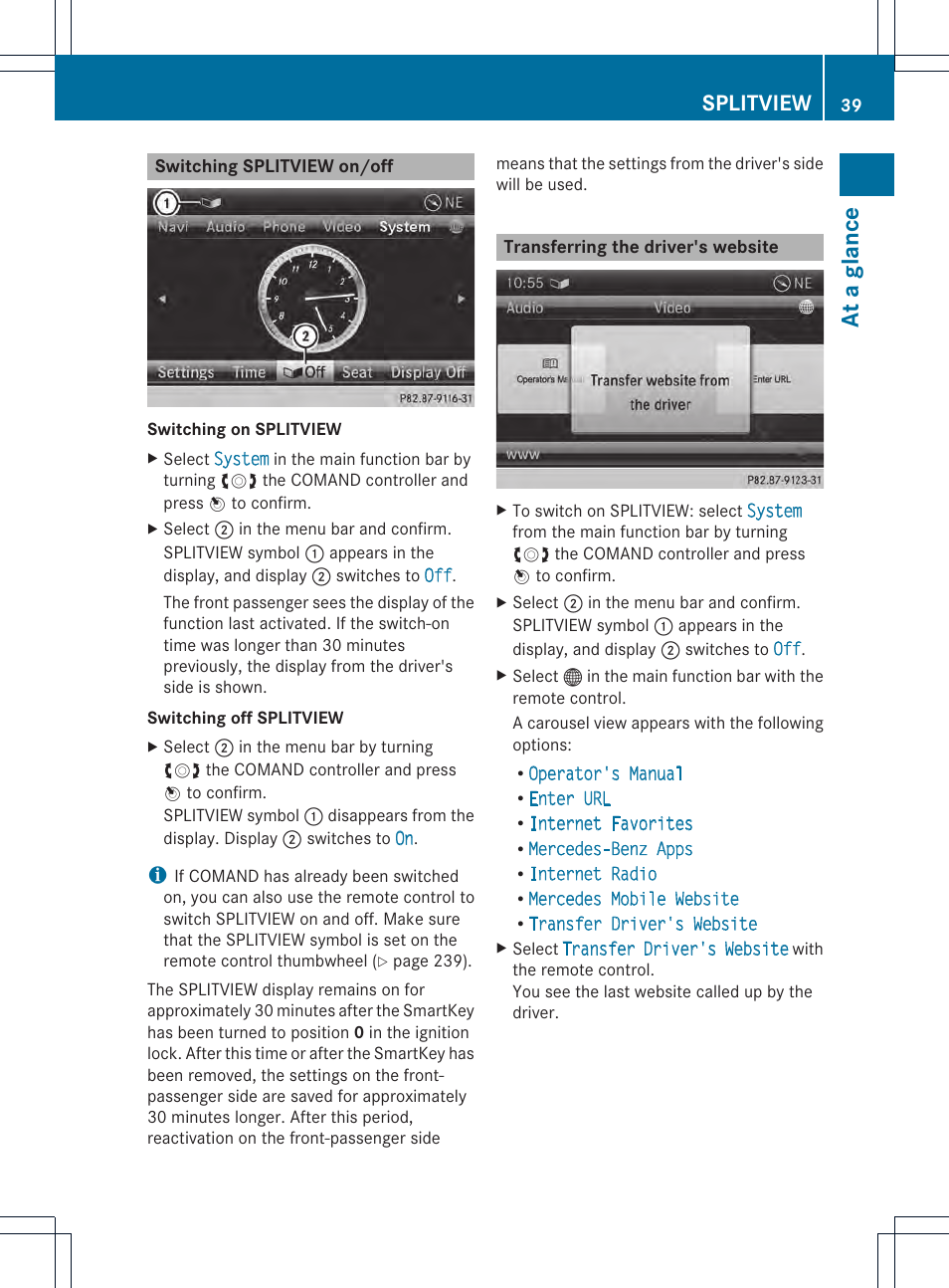 At a glance, Splitview | Mercedes-Benz CL-Class 2014 COMAND Manual User Manual | Page 41 / 274