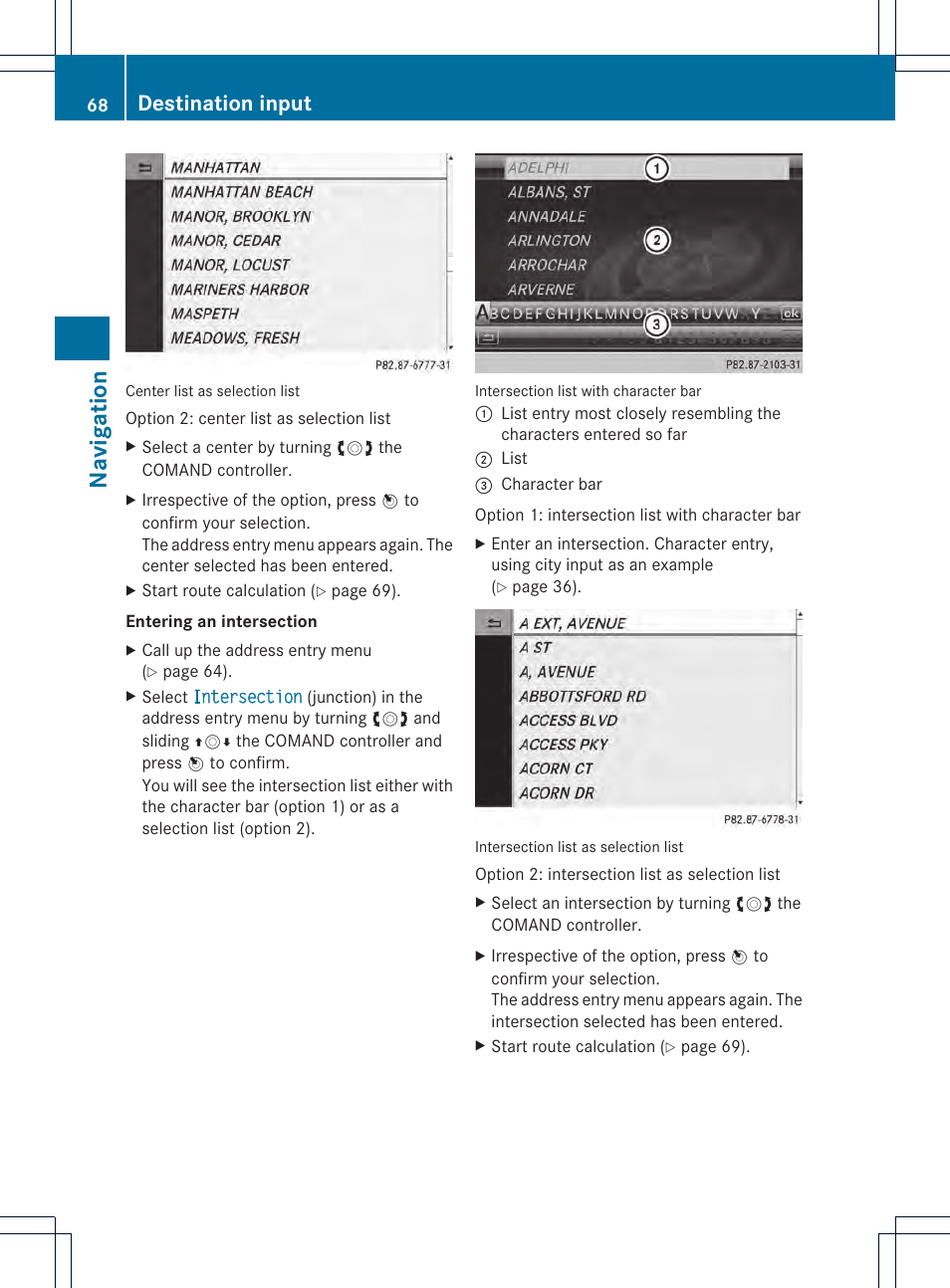 Navigat ion, Destination input | Mercedes-Benz CL-Class 2014 COMAND Manual User Manual | Page 70 / 274