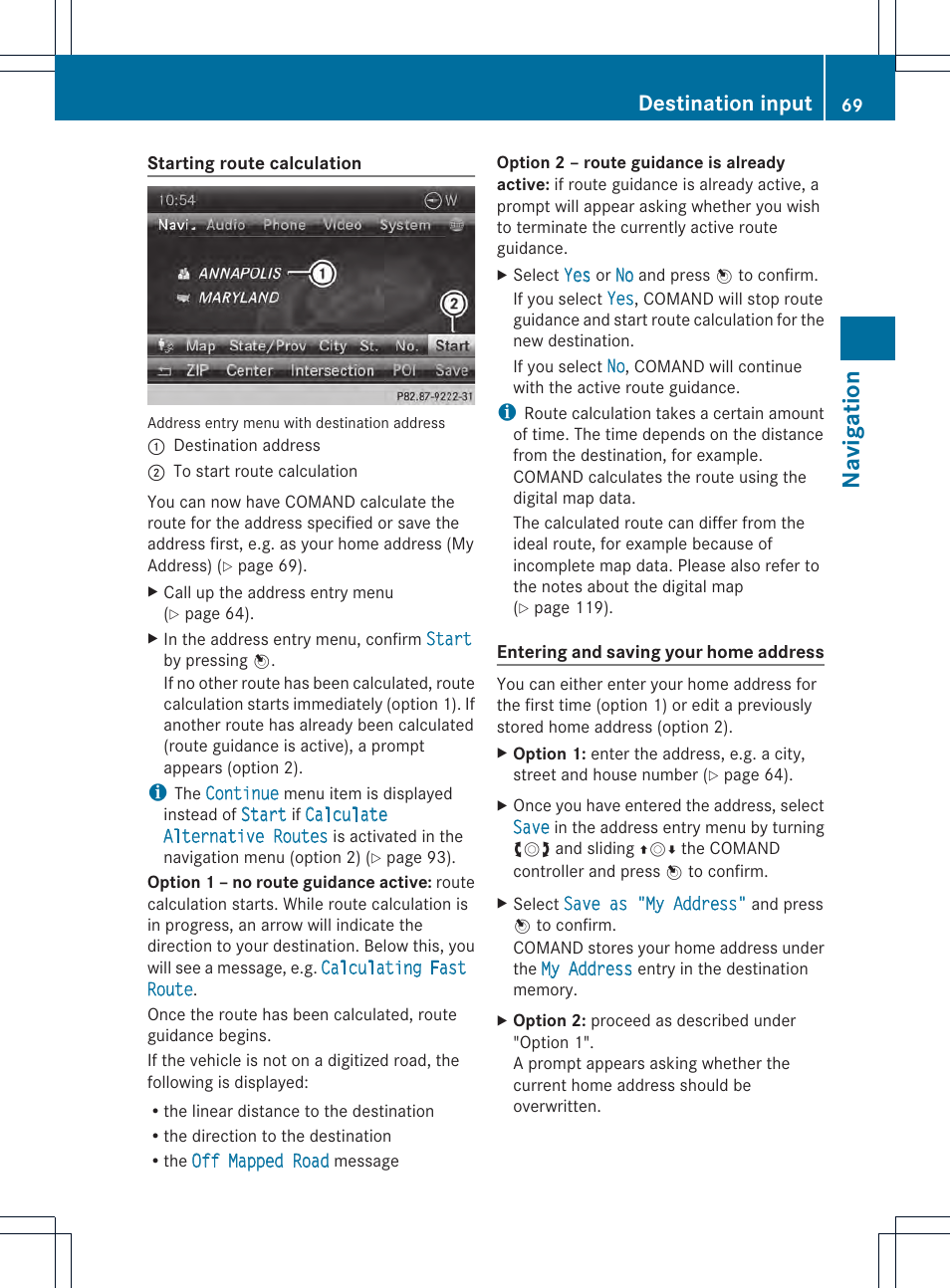 Navigation, Destination input | Mercedes-Benz CL-Class 2014 COMAND Manual User Manual | Page 71 / 274