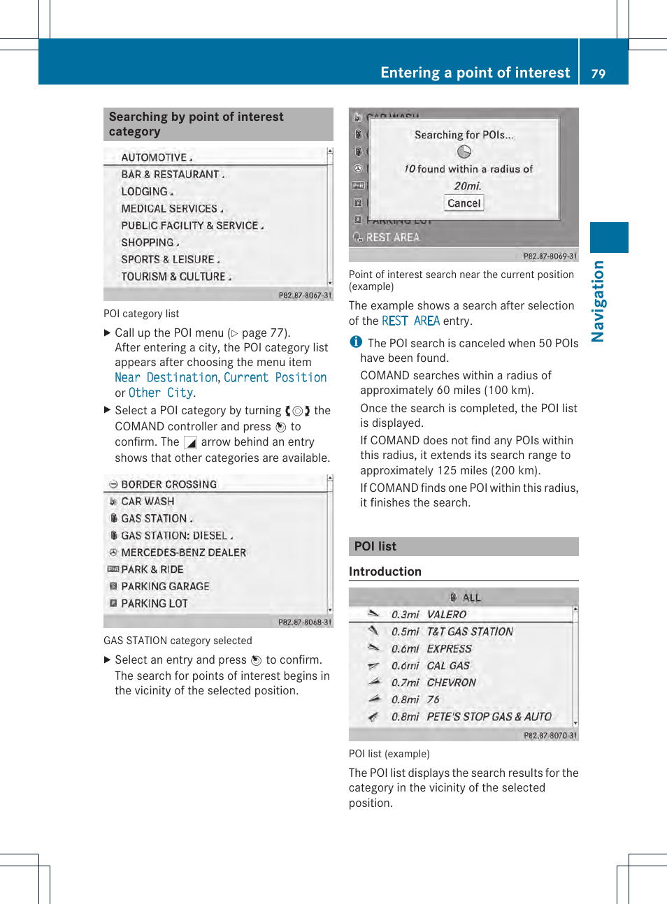 Navi ga tio n, Entering a point of interest | Mercedes-Benz CL-Class 2014 COMAND Manual User Manual | Page 81 / 274