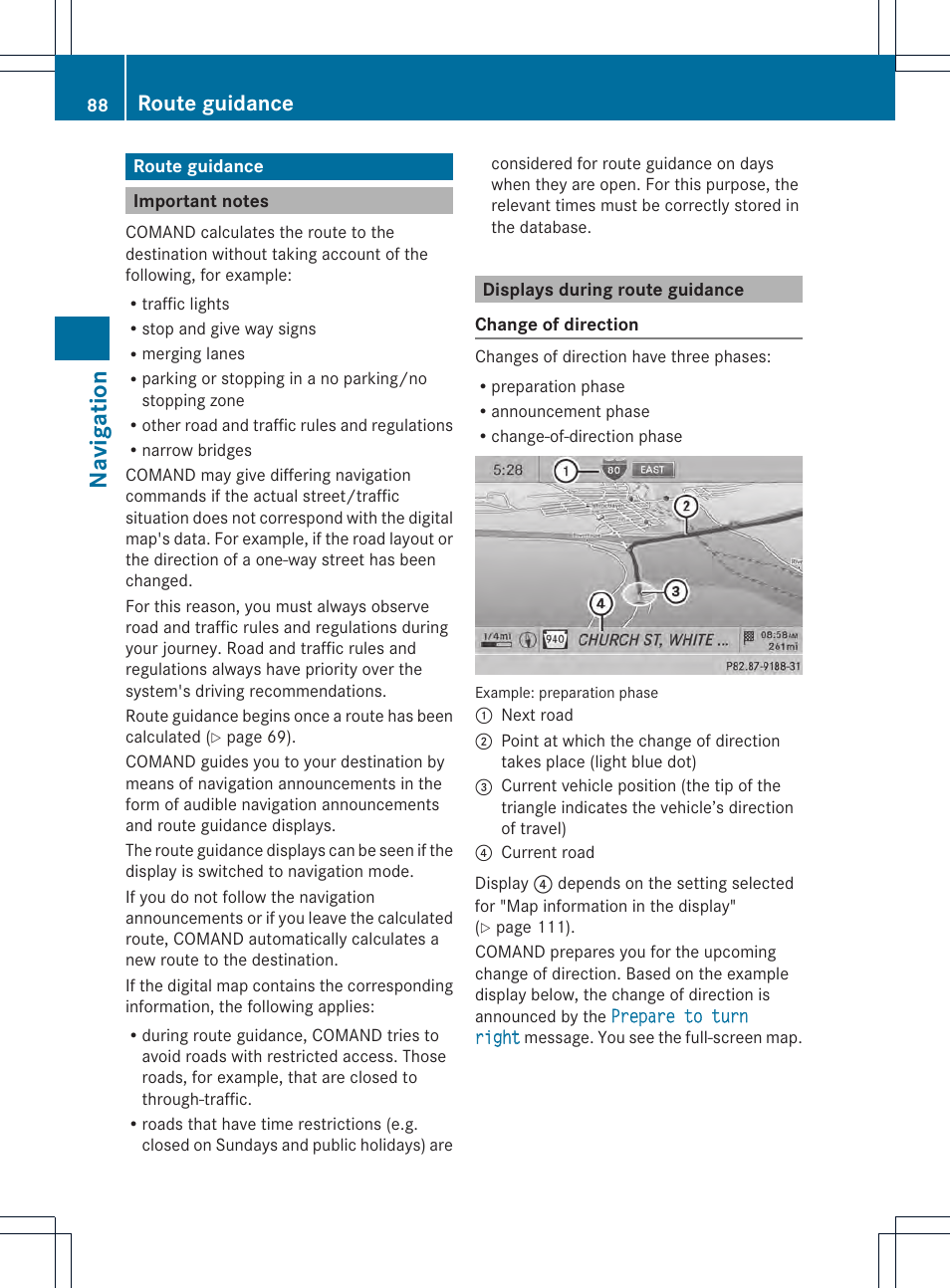 Na viga tion, Route guidance | Mercedes-Benz CL-Class 2014 COMAND Manual User Manual | Page 90 / 274