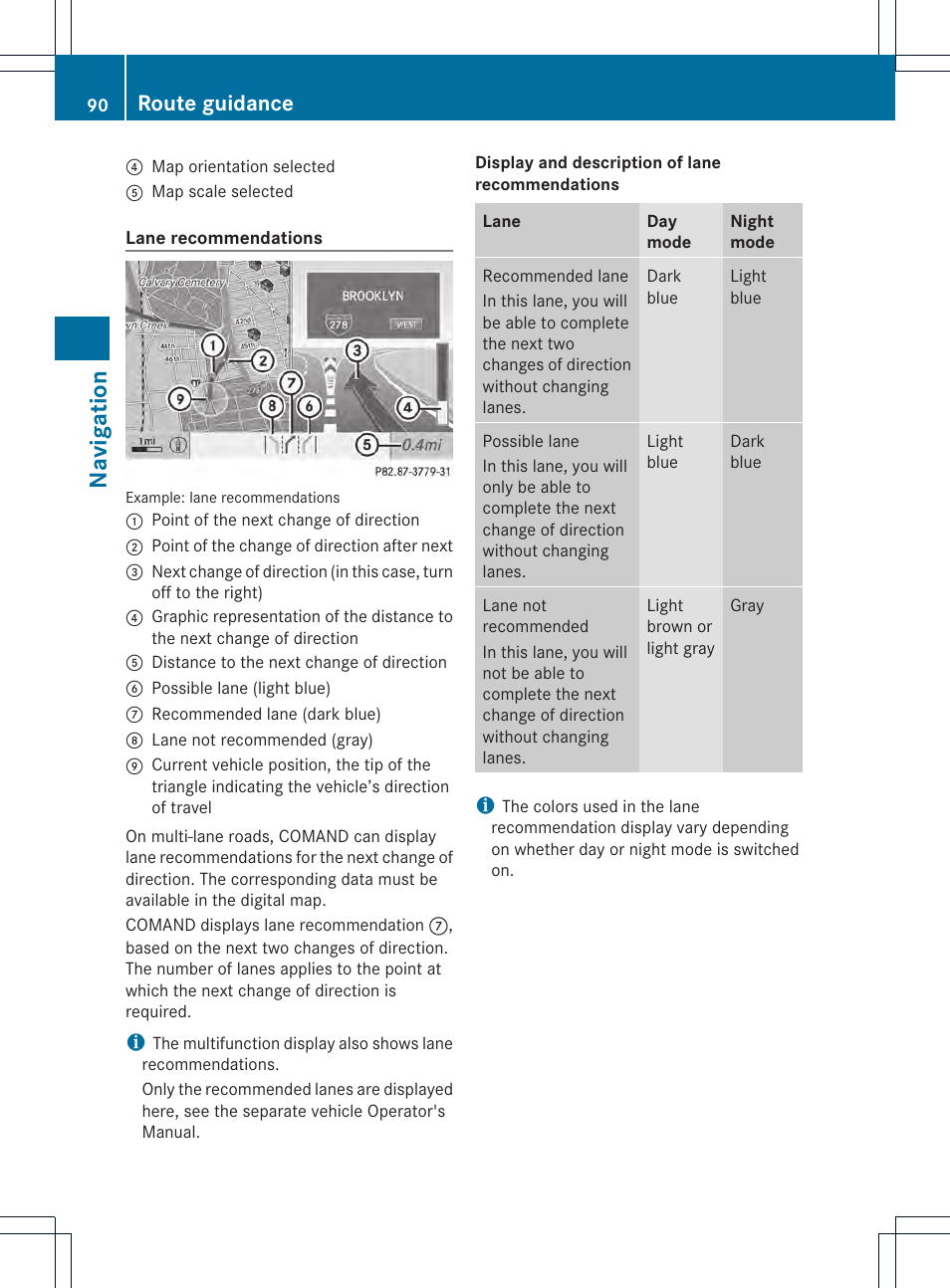 Navigation, Route guidance | Mercedes-Benz CL-Class 2014 COMAND Manual User Manual | Page 92 / 274