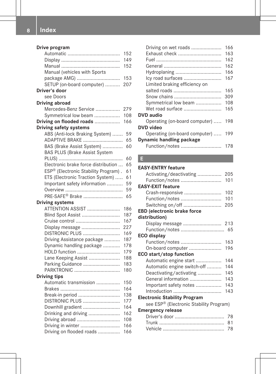 Index | Mercedes-Benz SLK-Class 2014 Owners Manual User Manual | Page 10 / 354