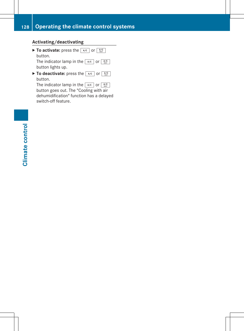 Clim at e cont ro l | Mercedes-Benz SLK-Class 2014 Owners Manual User Manual | Page 130 / 354