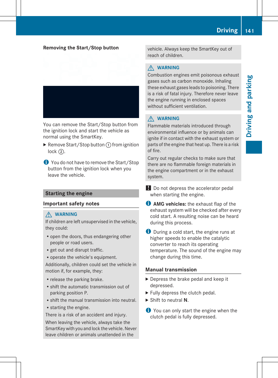 Dri vin g and parking, Driving | Mercedes-Benz SLK-Class 2014 Owners Manual User Manual | Page 143 / 354