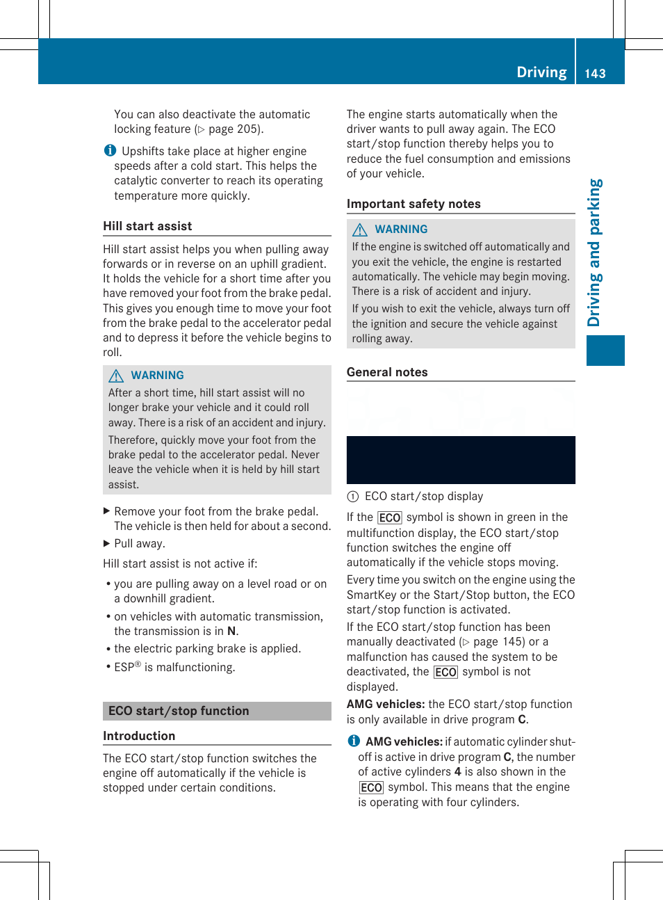 Driving and parking, Driving | Mercedes-Benz SLK-Class 2014 Owners Manual User Manual | Page 145 / 354