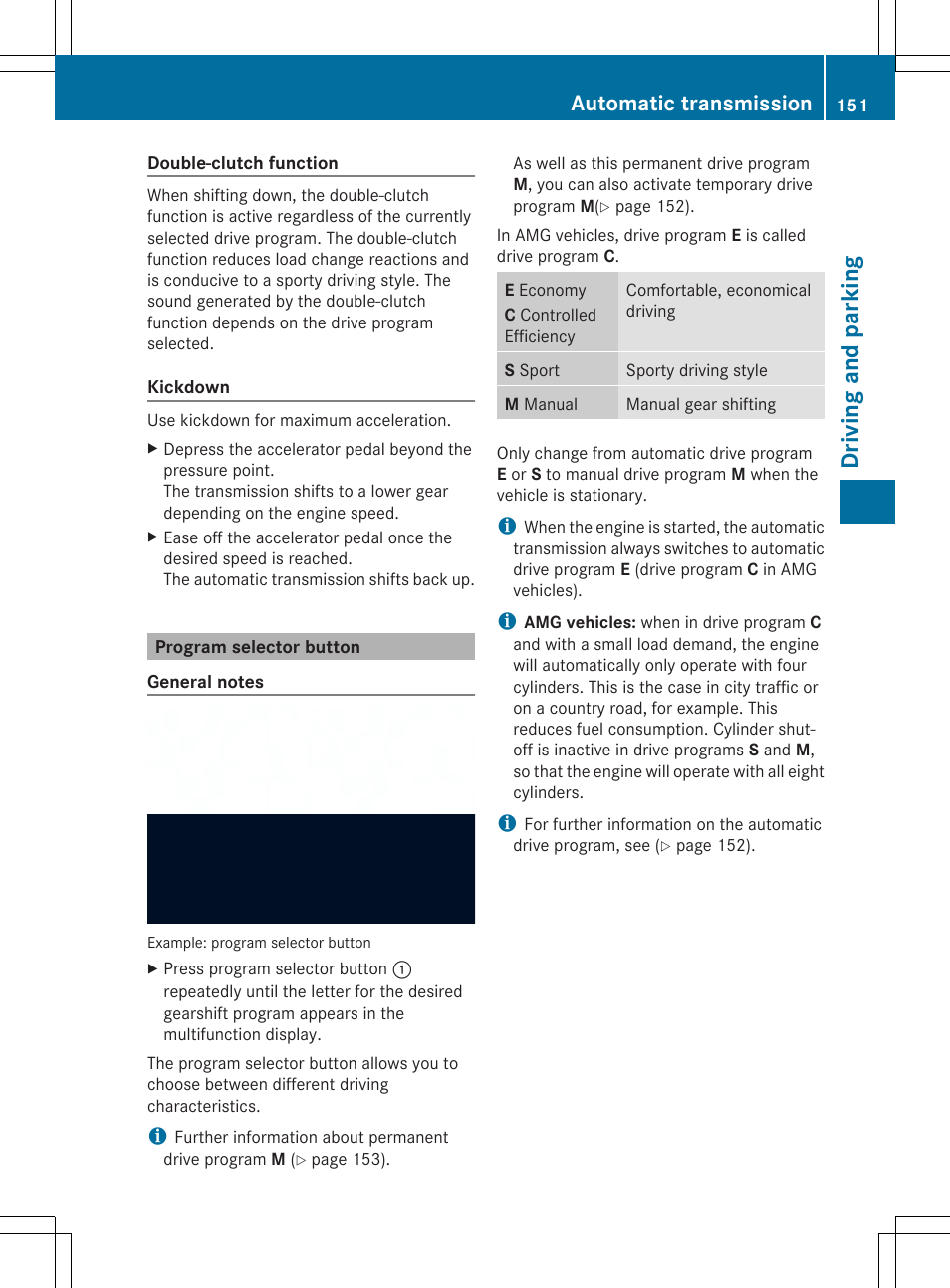 Dri ving an d pa rki ng, Automatic transmission | Mercedes-Benz SLK-Class 2014 Owners Manual User Manual | Page 153 / 354