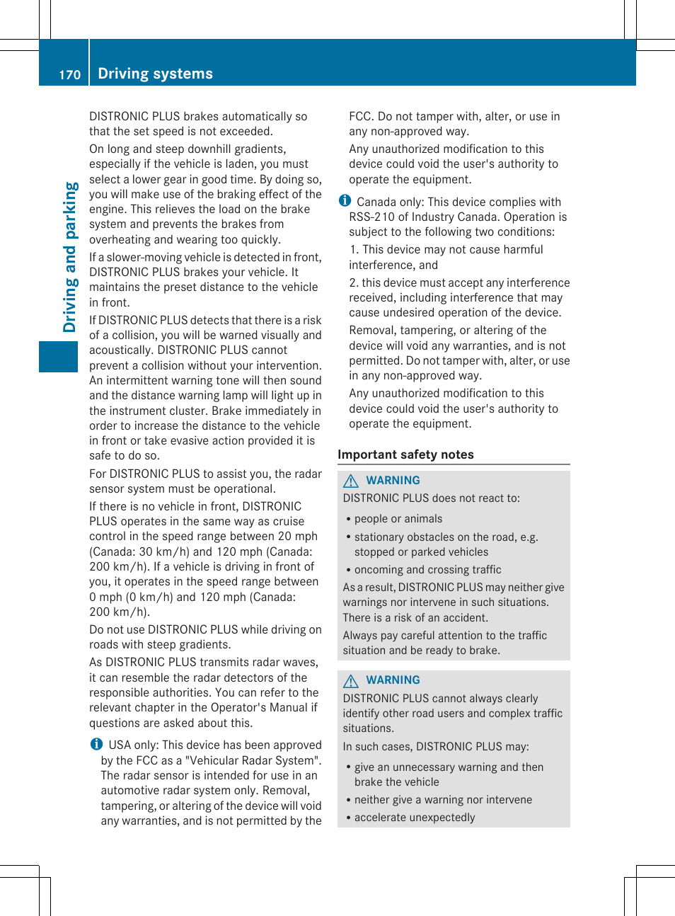 Dr ivi ng an d parki ng, Driving systems | Mercedes-Benz SLK-Class 2014 Owners Manual User Manual | Page 172 / 354