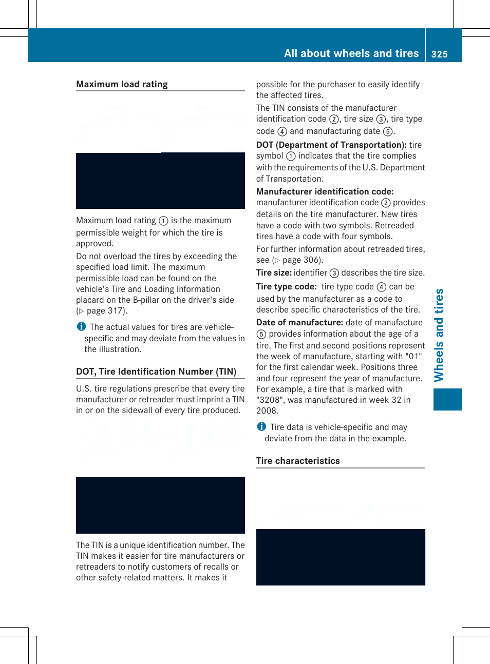 Wheels and tires, All about wheels and tires | Mercedes-Benz SLK-Class 2014 Owners Manual User Manual | Page 327 / 354