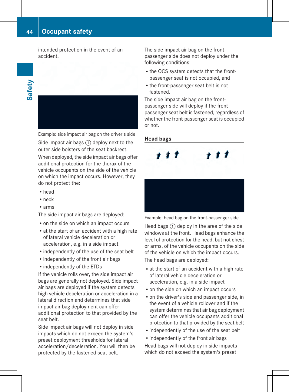 Saf ety, Occupant safety | Mercedes-Benz SLK-Class 2014 Owners Manual User Manual | Page 46 / 354