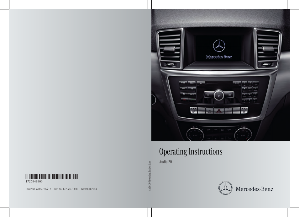 Mercedes-Benz CLA-Class 2014 Audio 20 Manual User Manual | 106 pages