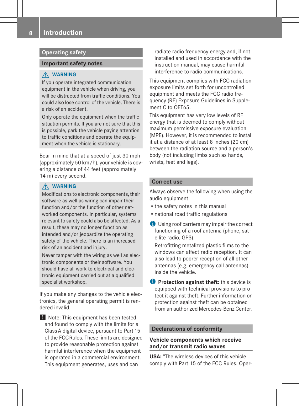 Introduction | Mercedes-Benz CLA-Class 2014 Audio 20 Manual User Manual | Page 10 / 106