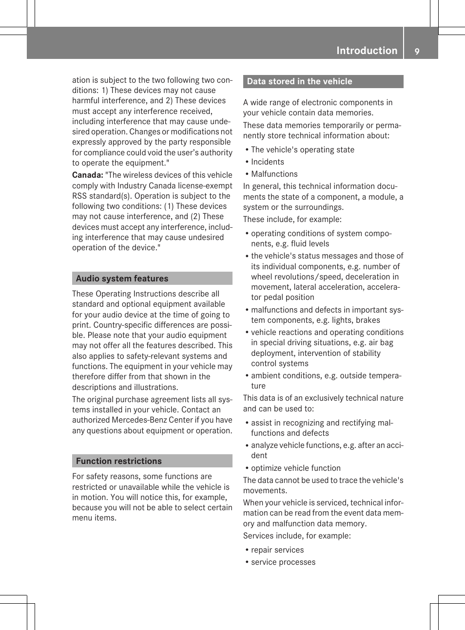 Introduction | Mercedes-Benz CLA-Class 2014 Audio 20 Manual User Manual | Page 11 / 106