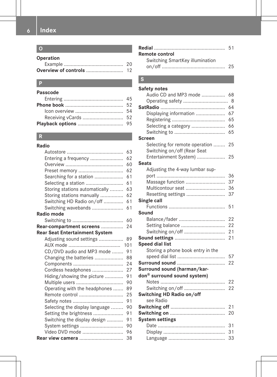 Index | Mercedes-Benz CLA-Class 2014 Audio 20 Manual User Manual | Page 8 / 106