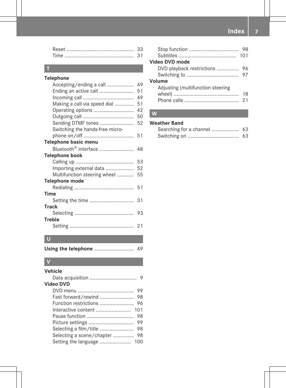 Index | Mercedes-Benz CLA-Class 2014 Audio 20 Manual User Manual | Page 9 / 106