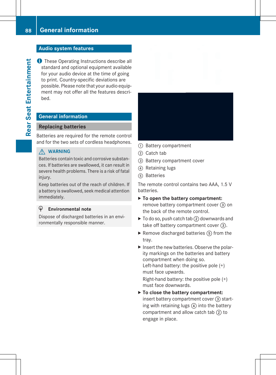 Re ar se at ent er tai nme nt, General information | Mercedes-Benz CLA-Class 2014 Audio 20 Manual User Manual | Page 90 / 106