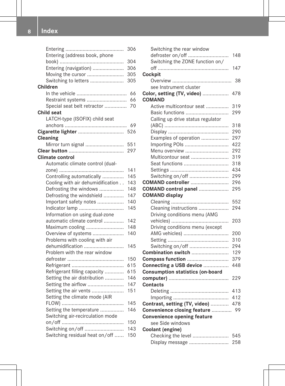 Index | Mercedes-Benz SL-Class 2014 Owners Manual User Manual | Page 10 / 618