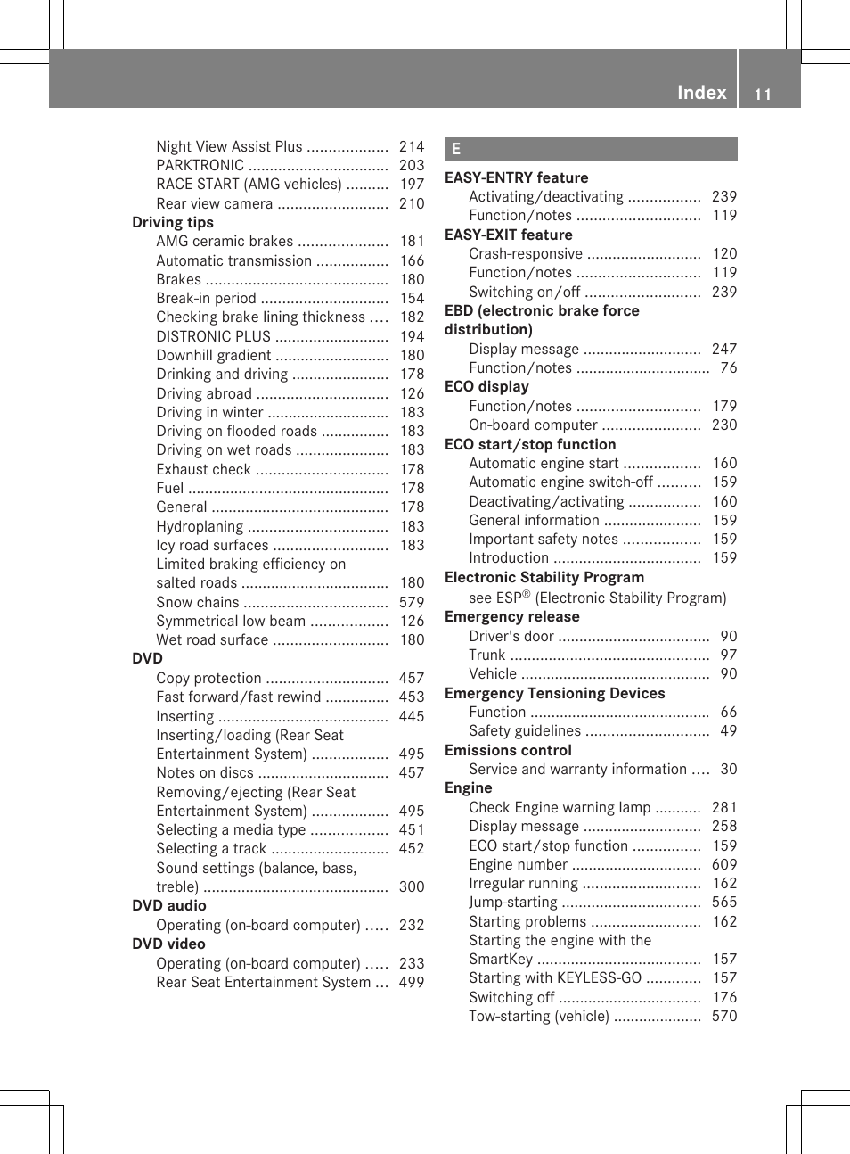 Index | Mercedes-Benz SL-Class 2014 Owners Manual User Manual | Page 13 / 618