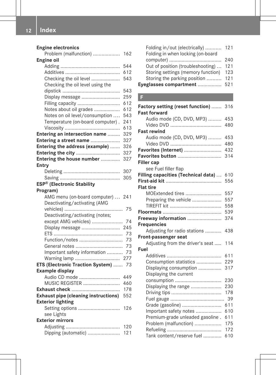 Index | Mercedes-Benz SL-Class 2014 Owners Manual User Manual | Page 14 / 618
