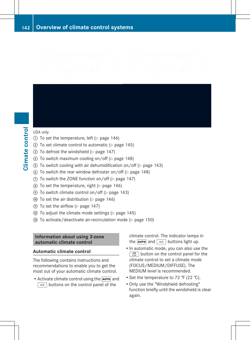 Climate control, Overview of climate control systems | Mercedes-Benz SL-Class 2014 Owners Manual User Manual | Page 144 / 618
