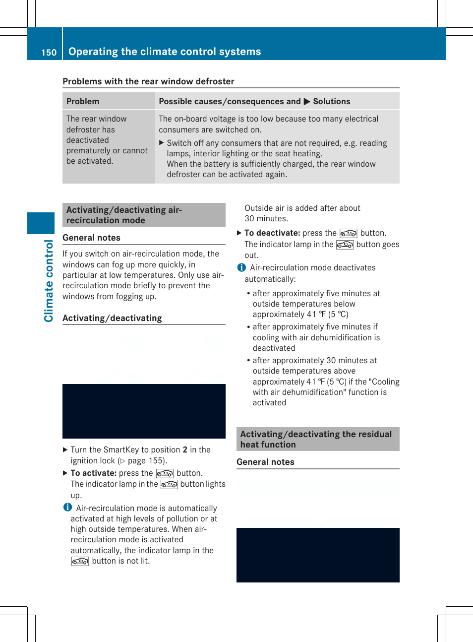 Climate control, Operating the climate control systems | Mercedes-Benz SL-Class 2014 Owners Manual User Manual | Page 152 / 618