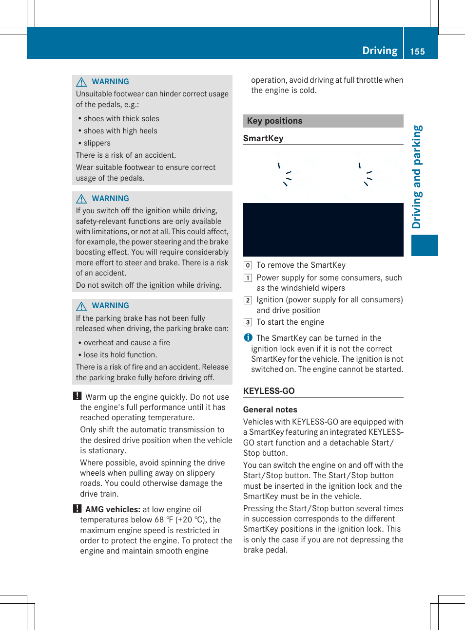 Drivi ng and parking, Driving | Mercedes-Benz SL-Class 2014 Owners Manual User Manual | Page 157 / 618
