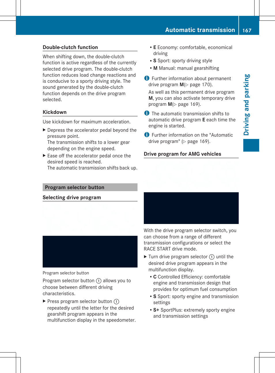 Dri ving an d pa rki ng, Automatic transmission | Mercedes-Benz SL-Class 2014 Owners Manual User Manual | Page 169 / 618
