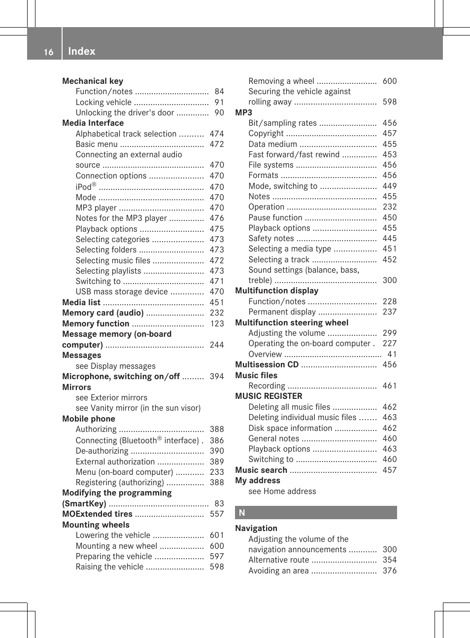 Index | Mercedes-Benz SL-Class 2014 Owners Manual User Manual | Page 18 / 618