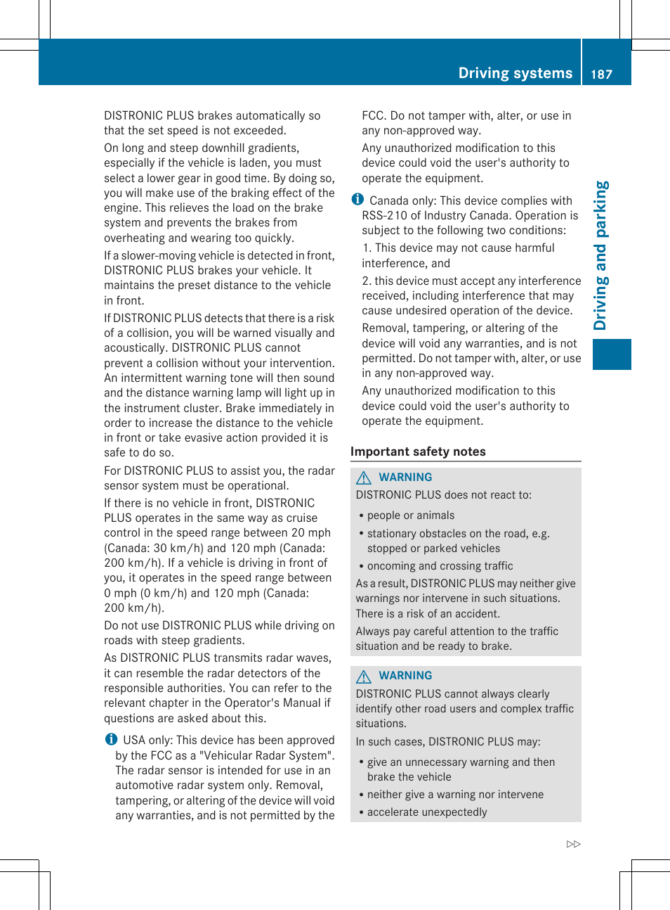 Dr ivi ng an d parki ng, Driving systems | Mercedes-Benz SL-Class 2014 Owners Manual User Manual | Page 189 / 618