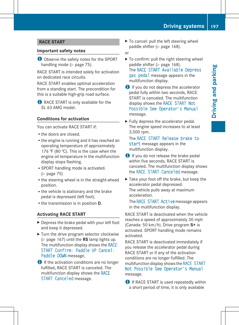 Dri vi ng and parkin g, Driving systems | Mercedes-Benz SL-Class 2014 Owners Manual User Manual | Page 199 / 618