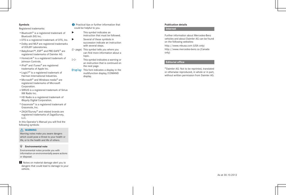 Mercedes-Benz SL-Class 2014 Owners Manual User Manual | Page 2 / 618